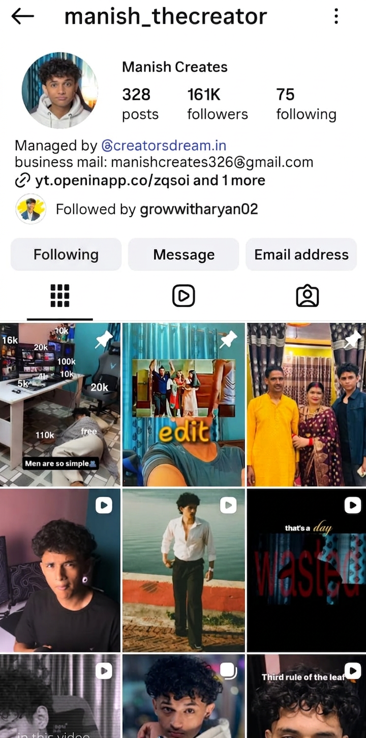 Student Instagram profile