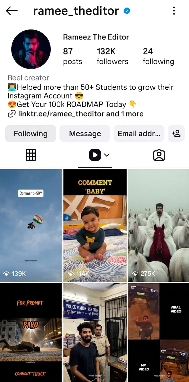 Student Instagram profile